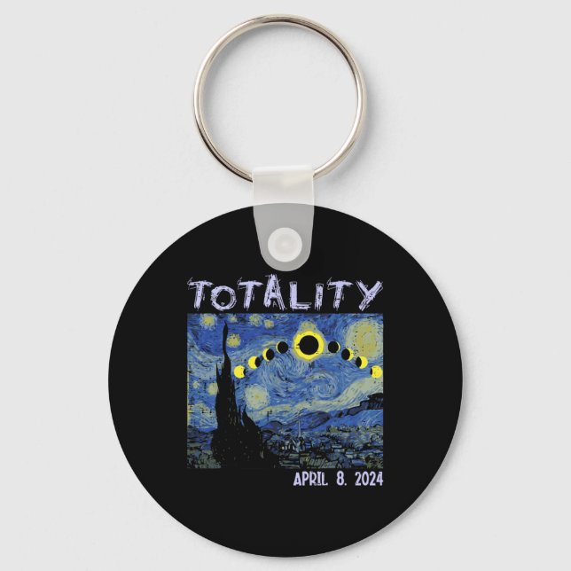 Llavero Eclipse solar 2024 Totalidad de arte Abril 8 Hombr (Anverso)