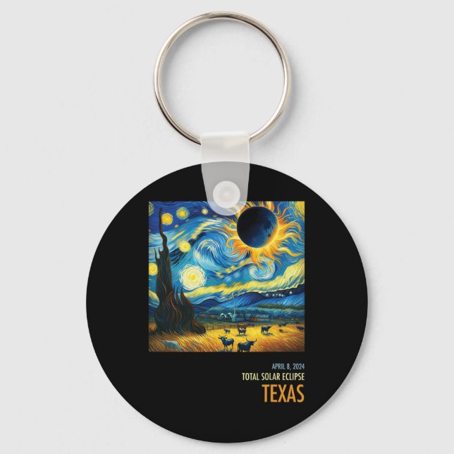 Llavero Eclipse solar total 2024 Texas (Anverso)