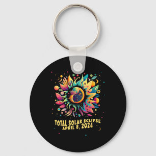 Llavero Eclipse solar total abril 2024 Arte pop hippie