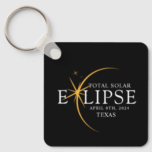 Llavero Eclipse solar total de 2024 Texas Black & Gold mod