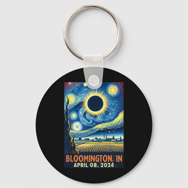 Llavero Eclipse solar total de Indiana 2024 Noche estrella (Anverso)