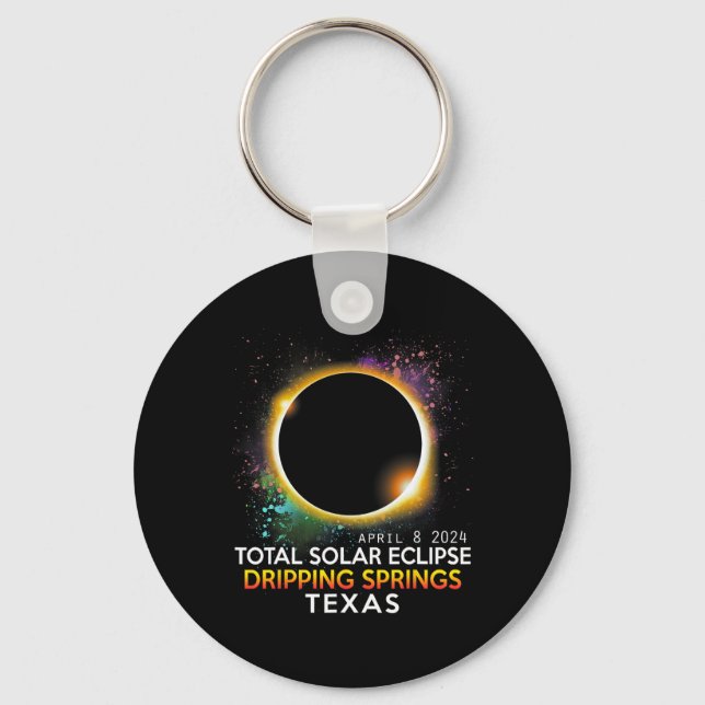 Llavero Eclipse solar total de Springs Texas 2024 (Anverso)