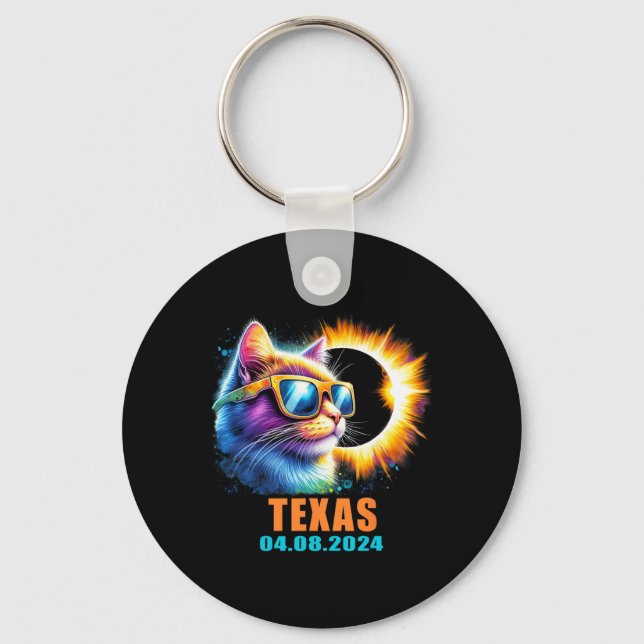 Llavero Eclipse solar total de Texas 2024 Eclipse solar de (Anverso)
