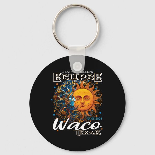 Llavero Eclipse solar total de Waco Texas 2024 Cósmico 8 d (Anverso)