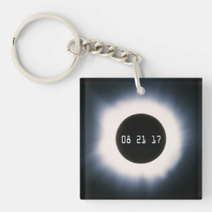 Llavero Eclipse solar total en blanco y negro