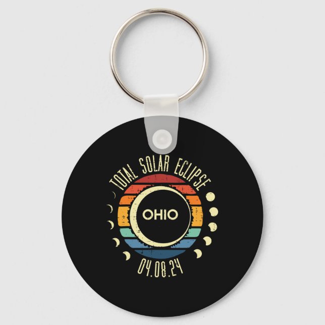 Llavero Eclipse solar total Ohio Sunset Retro 04.08.24 (Anverso)