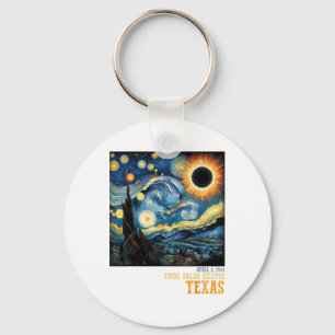 Llavero Eclipse Solar Total Retro 2024 Texas Para Hombres