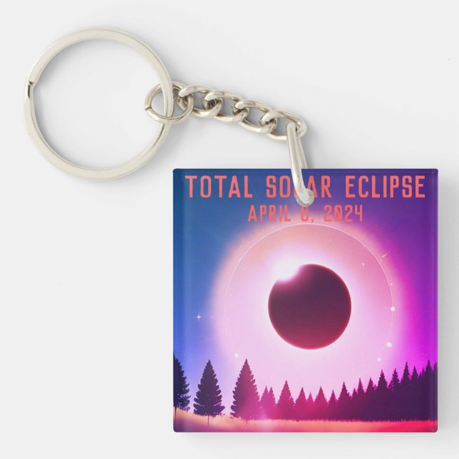 Llavero Eclipse solar total retro 8 de abril de 2024 (Frente)
