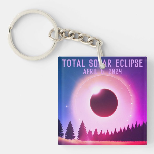 Llavero Eclipse solar total retro 8 de abril de 2024 (Frente)