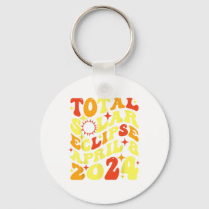 Llavero Eclipse solar total retro Groovy abril 08 2024