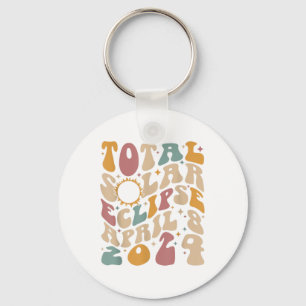 Llavero Eclipse solar total retro Groovy abril 08 2024