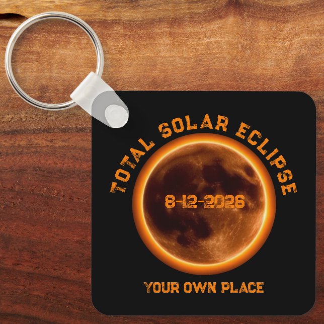 Llavero Eclipse Total de Sol 12 de agosto de 2026 (Total Solar Eclipse August 12 2026 Keychain)
