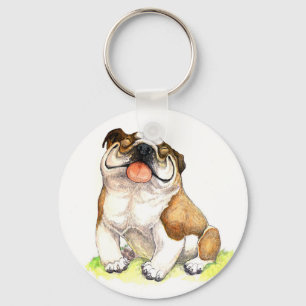 Llavero económico de cachorro de bulldog de dibujo