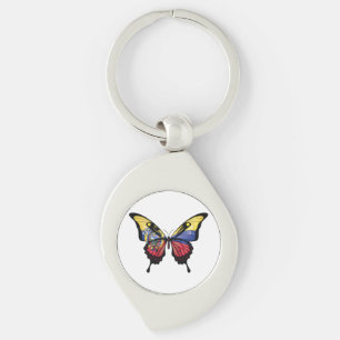 Llavero Ecuador Pegatina de Bandera de Mariposa Trasera