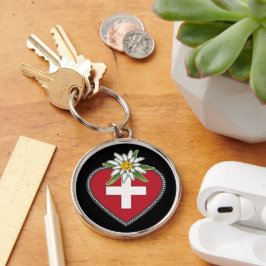 Llavero Edelweiss Heart Swiss Keychain