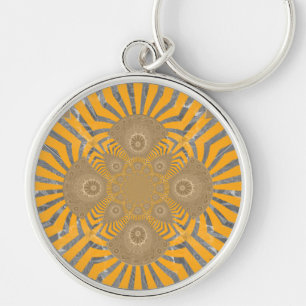 Llavero Edgy Zebra Elegance: Una impresión amarilla dorada