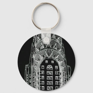 Llavero Edificio de crisler en blanco y negro