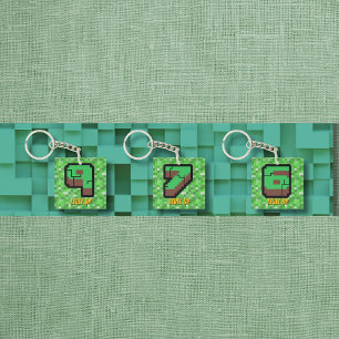 Llavero Edificio del Jugador Pixelado Verde Subir de Nivel