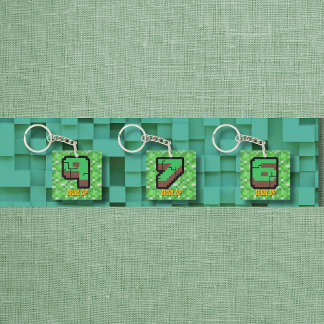 Llavero Edificio del Jugador Pixelado Verde Subir de Nivel