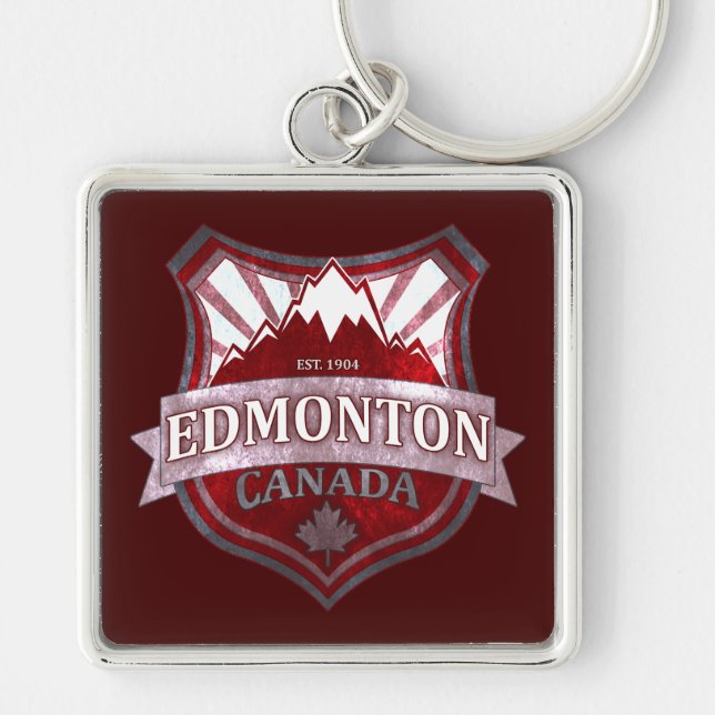 Llavero Edmonton Canadá protector de grunge rojo cadena de (Frente)