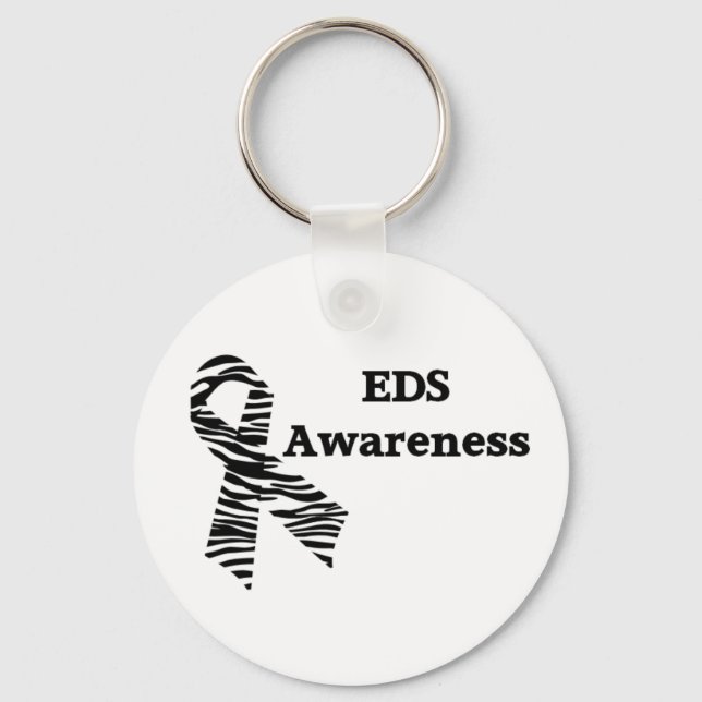 Llavero EDS Awareness Zebra Cinta blanca Keychain (Anverso)