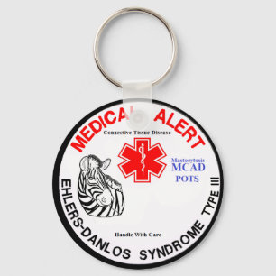 Llavero EDS Tipo 3 con POTS MCAD Alerta Médica con Cebra