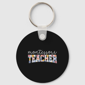 Llavero Educadora Instructora Maestra Montessori Floral Re