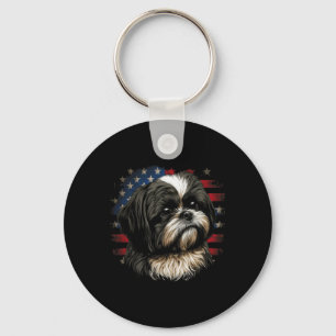 Llavero Ee.Uu. 4 De Julio Shih Tzu Sobre El Chii Patriótic