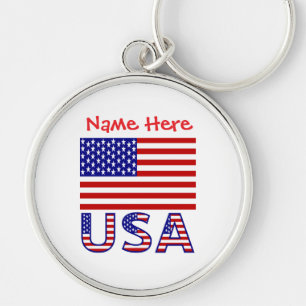 Llavero EE. UU. Estados Unidos América Redonda Personaliza