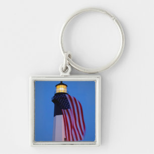 Llavero EE. UU., Georgia, Isla Tybee, Bandera ondeando 2