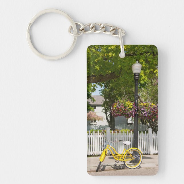 Llavero EE. UU., Michigan, Isla Mackinac. Bicicleta amaril (Frente)