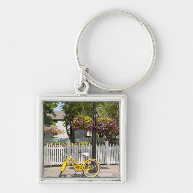 Llavero EE. UU., Michigan, Isla Mackinac. Bicicleta amaril (Frente)