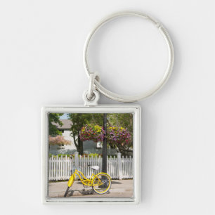 Llavero EE. UU., Michigan, Isla Mackinac. Bicicleta amaril