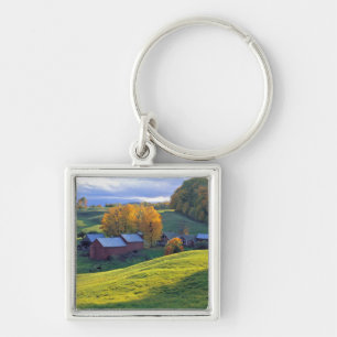 Llavero EE. UU., Vermont, granja Jenne. Colinas verdes ond