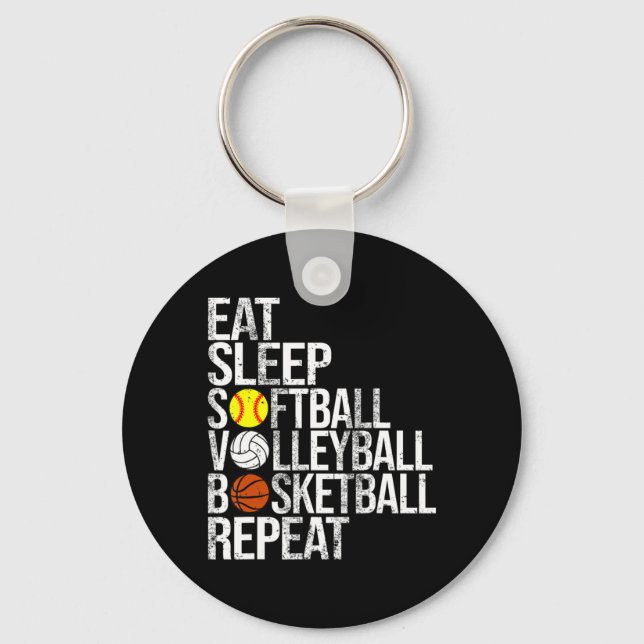 Llavero Eee Sleep Softball Voleibol Basketball Repetir Fu (Anverso)