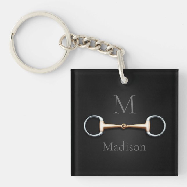 Llavero Eggbutt Snaffle Bit Monogramado Ecuestre (Frente)