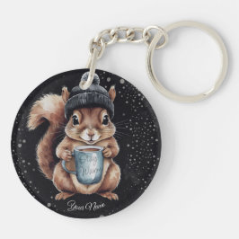 Llavero Eichhörnchen mit Tasse und Schnee „Stay Warm“