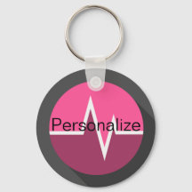 EKG  line nurse dr medical pink keychain