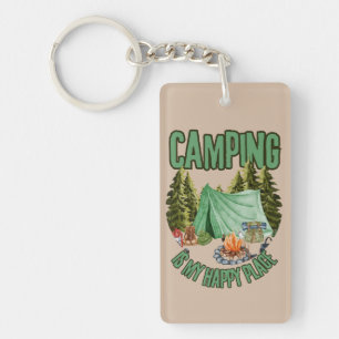 Llavero El acampada es mi lugar feliz, acrílico keychain