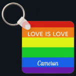 Llavero El amor arcoiris es amor Personalizado del orgullo<br><div class="desc">El arcoiris del Orgullo Gay estriba la cadena que dice Amor es Amor. Un personalizado muy amable de apoyo LGBTQ para todos tus amigos y familiares gays, lesbianas, bisexuales, transexuales y pansexuales. Apoyar la igualdad de derechos para todos los seres humanos, independientemente de a quién amen y de su identidad...</div>