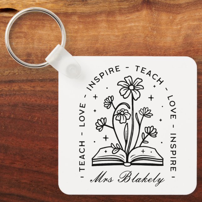 Llavero El amor de enseñanza inspira el nombre personaliza (Anverso)