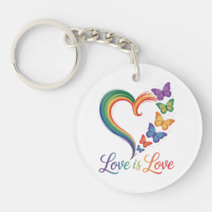 Llavero El Amor Es Amor LGBT Mariposa Corazón Arcoíris