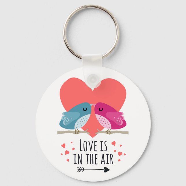 Llavero El amor está en el aire con lindos pájaros persona (Anverso)