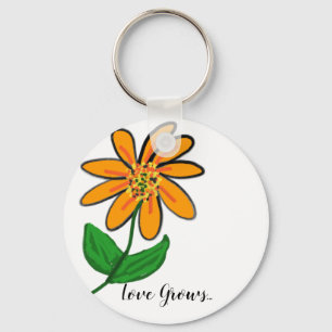 Llavero El amor floral naranja crece