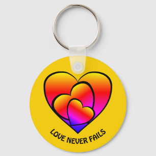 Llavero EL AMOR NUNCA FRACASA Personalizado Corazones Colo