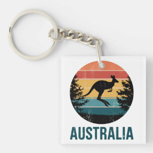 Llavero El animal retro australiano del atardecer salta al