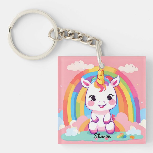 Llavero El arcoiris de unicornio (Frente)
