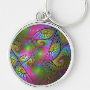 Llavero El Arte Fractal Abstracto Trippy Luminoso Colorido