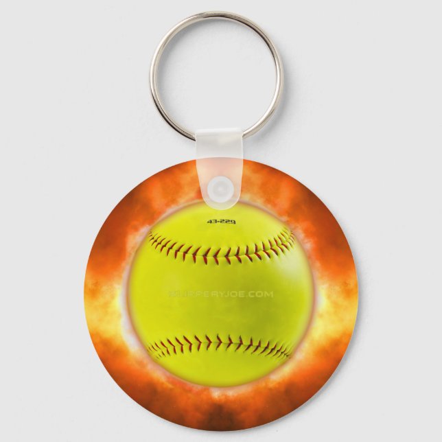 Llavero El artístico Softball de SlipperyJoe incendiando r (Anverso)