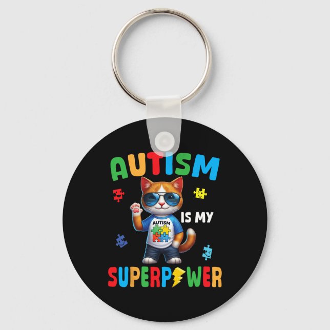 Llavero El autismo del gato es mi superpoder aceptar el am (Anverso)